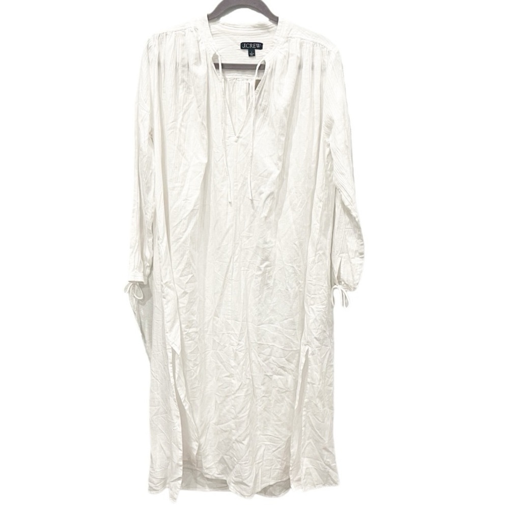 J. Crew Dress Women's Small White Airy Gauze Tunic Maxi Dress Unlined Cover-up